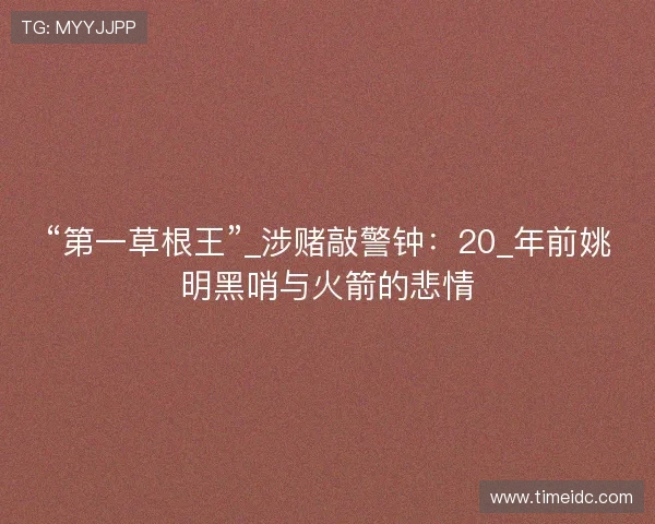 “第一草根王”_涉赌敲警钟：20_年前姚明黑哨与火箭的悲情